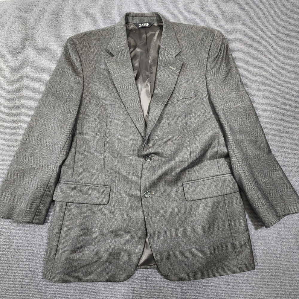 Jos. A. Bank 2 Piece Suit‎ Mens 43R Gray Glen Plaid Two Button Pleated Business
